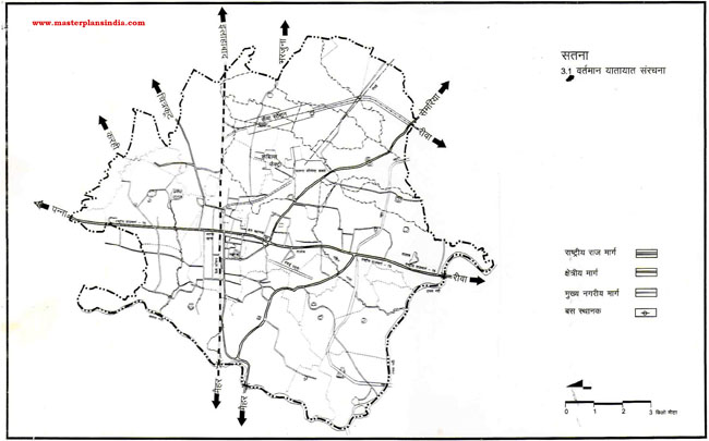 Satna Existing Transportation Pattern Map