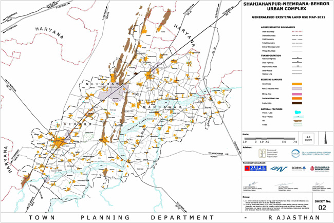 Shahjahanpur Neemarana Behror Urban Complex Existing Land Use 2011 Map