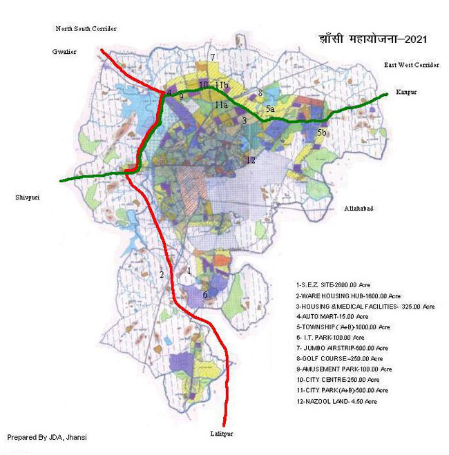 Jhansi Master Plan 2021 with Road 1